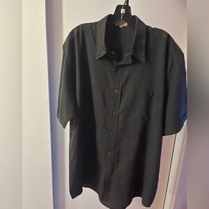 FABINDIA MEN'S Shirt Khadi CASUAL Button Down Collared SHORT SLEEVE Black XXL